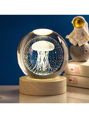 PremiumPort Ahşap Standlı Deniz Anası Temalı Cam Küre, Şık ve Dekoratif Parça