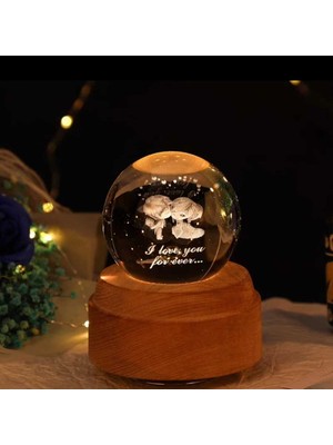 PremiumPort Renk Değiştiren Işıklı Cam Küre, Sonsuz Sevgi Teması, Hediye Alternatifi