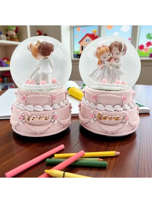 PremiumPort Büyük Boy Kurmalı Sesli Kar Küresi, Şık ve Zarif Dekoratif Hediye