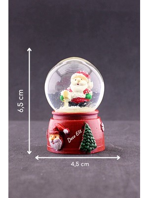 PremiumPort Yılbaşı Noel Baba Temalı Işıklı Mini Kar Küresi 6,5 cm