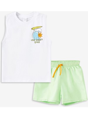 Lc Waikiki Yeni Sezon Bisiklet Yaka Baskılı Erkek Bebek Yüzme Takım