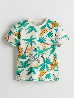 Lc Waikiki Yeni Sezon Bisiklet Yaka Baskılı Erkek Çocuk Tişört