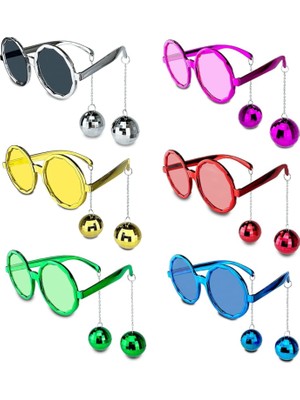 Skygo Sallanan Disko Top Küpeli Gözlük Retro Hawaii 5 Renk 6 Adet