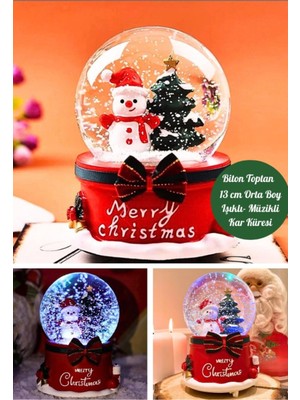 PremiumPort Yılbaşı 2025 Kardan Adam 13 cm Işıklı ve Müzikli Kar Küresi