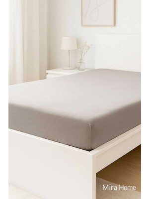 Mira Home Çift Kişilik Düz Penye  %100 Pamuklu Lastikli Çarşaf 180X200 Newsheet Gri