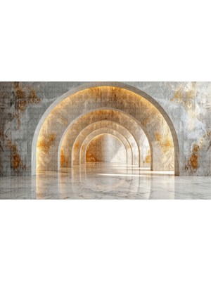 Beyaz Altın Rengi Koridor Poster Duvar Kağıdı