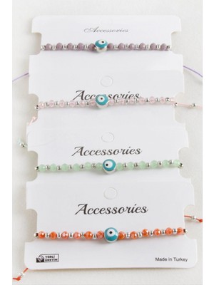 Nazar Kristal Makrome Ip Bileklik 8 mm