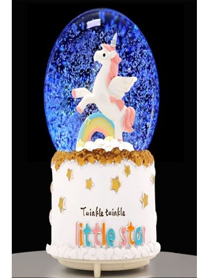 PremiumPort Işıklı ve Müzikli Unicorn Kar Küresi, Büyük Boy, Büyüleyici Süs