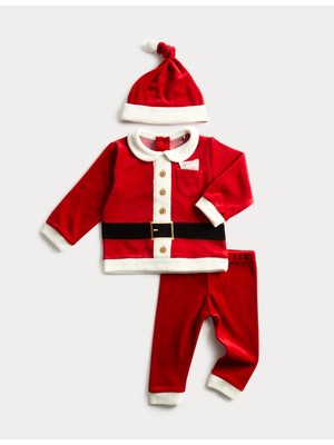 Marks & Spencer 3’lü Pamuk Karışımlı Noel Baba Takımı (0-3 Yaş)