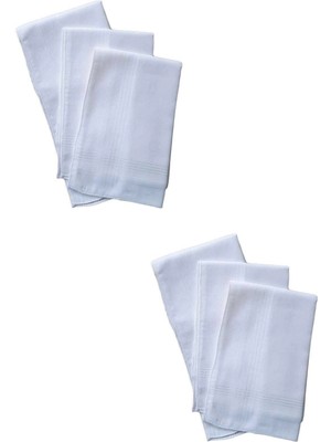 Mira Home 6 Lı El Cep Yaka Kumaş Mendil 36X36 cm 100 Pamuklu Tm Beyaz