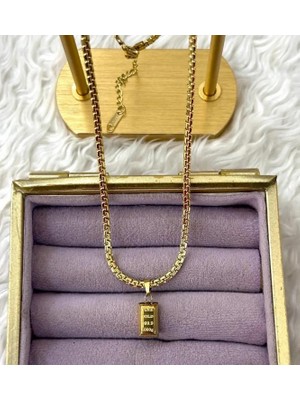 Septemmart Gold Renk Külçe Altın Figürlü Kral Zincir Kolye