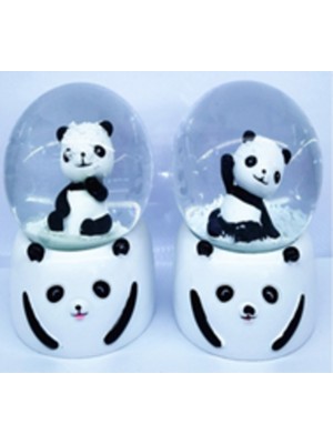 PremiumPort Sevimli Siyah-Beyaz Panda Kar Küresi, Orta Boy, Dekoratif Hediyelik