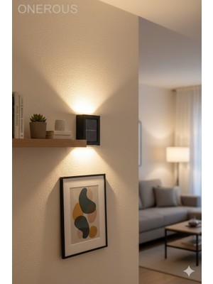 Onerous Solar Güneş Enerjili Bahçe Aydınlatma Apliği Dış Mekan Su Geçirmez Duvar Lambası Günışığı Çift Taraflı LED Modern Dekoratif Aydınlatma