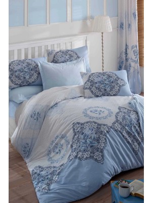 Mira Home Çift Kişilik Ranforce Nevresim Takımı %100 Pamuklu Şimal Mavi