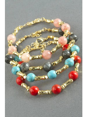 Pileli Store Ceyt Taşlı Metal Bileklik