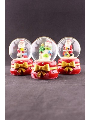 PremiumPort Noel Baba Temalı Mini Işıklı Kar Küresi, 6,5 Cm, 3'lü Set