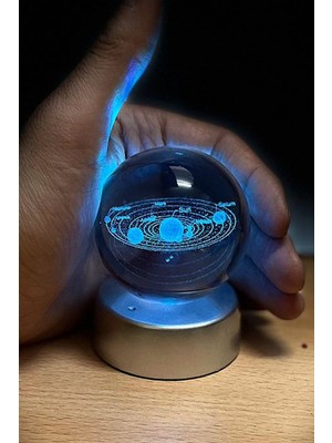 PremiumPort LED Işıklı Cam Küre, Gezegenler Temalı, Dekoratif ve Şık Tasarım