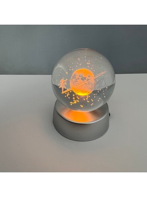 PremiumPort 3D Işıklı Cam Küre, Büyüleyici Gezegen Dekorasyonu, Havalı Hediye