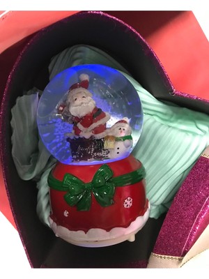 PremiumPort Yılbaşı Müzikli Işıklı Kar Küresi Noel Baba Orta Boy Hediye Kutusu