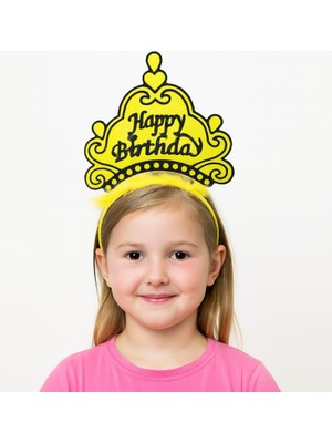 Skygo Sarı Happy Birthday Prenses Tacı – Doğum Günü Taç Aksesuarı