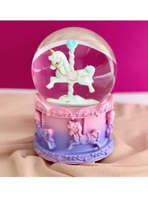PremiumPort Büyük Boy Unicorn Tasarım Atlı Karınca Işıklı Müzikli Kar Küresi