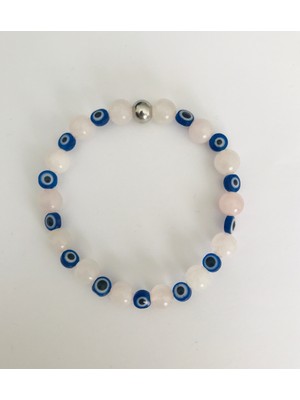 MK Tasarım Gerçek Pembe Kuvars Taşı BİLEKLİK-MKT.1.101.61 Rahatlatıcı, Dinginlik, Enerji Bilekliği