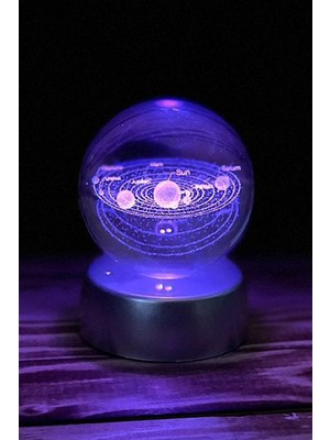 PremiumPort LED Işıklı Cam Küre Gezegenler, Şık ve Modern Dekorasyon Hediye