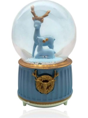 PremiumPort Renkli Işıklı Müzikli Kar Geyikli Kar Küresi, Dekoratif ve Eğlenceli Hediye
