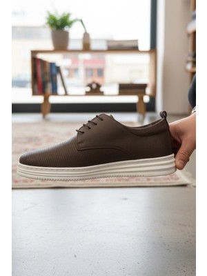 Enoch Hakaiki Deri Örme Dokulu Beyaz Tabanlı Sportif Erkek Günlük Ayakkabı