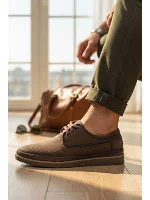 Enoch Hakiki Deri Delikli Nubuk Erkek Günlük Ayakkabı