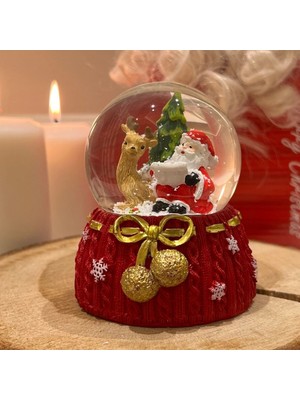 PremiumPort Yılbaşı Kar Küresi Noel Baba ve Ağaç Motifli Dekorasyon
