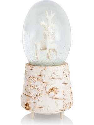 PremiumPort Büyük Boy Müzikli Işıklı Ren Geyiği Kar Küresi, Yeni Yıl Hediyesi