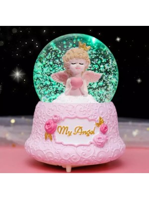 PremiumPort Büyük Melek Kar Küresi, Otomatik Müzikli, Işıklı ve Kar Püskürtmeli