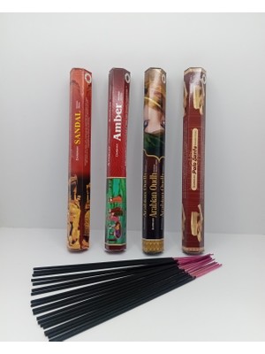 Tedisanat Çubuk Tütsü 80 Adet (4 Paket) Odunsu Kokular  Sandal-Amber-Ud-Palosanto