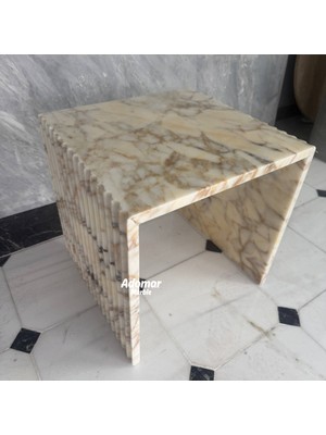 Adomar Marble Calacatta Viola Gold Yan Sehpa