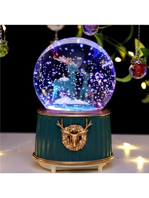 PremiumPort Geyik Temalı Büyük Boy Püskürtmeli Işıklı ve Müzikli Kar Küresi