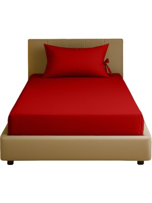 Sabia Soft Touch %100 Pamuk 62 Tel (155 Tc) Tek Kişilik Düz Çarşaf Seti – 160X240 cm Kırmızı