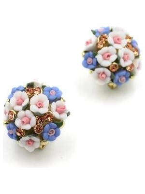 Mbb E-Ticaret Çiçek Buketi Küpe - Mavi