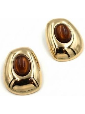 Mbb E-Ticaret Boncuklu Otantik Küpe - Kahverengi