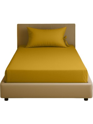 Sabia Soft Touch %100 Pamuk 62 Tel (155 Tc) Tek Kişilik Düz Çarşaf Seti – 160X240 cm Hardal