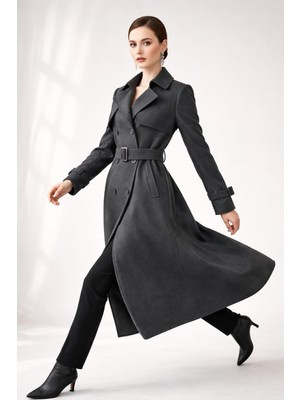 Esin Giyim Kemerli Orta Boy Kaban