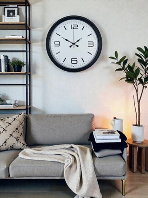 Mbb E-Ticaret Zentime Sade & Şık Siyah 40 cm Metal Dekoratif Duvar Saati