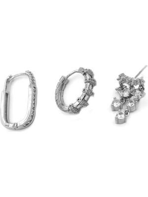 Mbb E-Ticaret 3'lü Halka Küpe - Gümüş