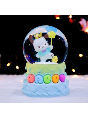 PremiumPort Mutlu Ayıcık Temalı Işıklı Müzikli Püskürtmeli Kar Küresi Mavi