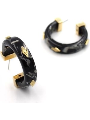 Mbb E-Ticaret Kemik Halka Küpe - Siyah