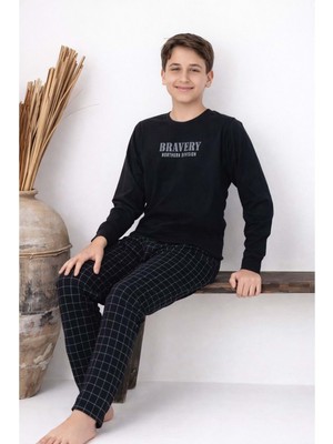 Gültekin Bebe Tarık 11-16 Yaş Erkek Çocuk Pijama Takım Bravery BASKILI-4332310 - Siyah