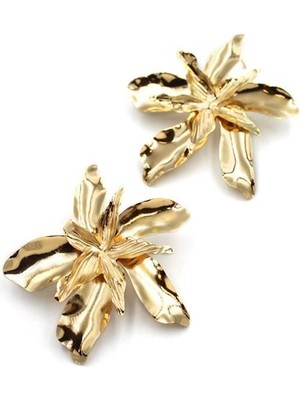 Mbb E-Ticaret Plaka Yaprak Küpe - Altın