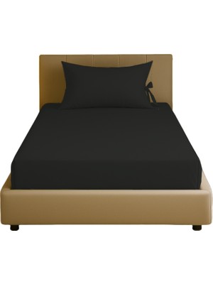 Sabia Soft Touch %100 Pamuk 62 Tel (155 Tc) Tek Kişilik Düz Çarşaf Seti – 160X240 cm Siyah