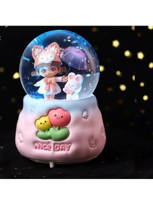 PremiumPort Büyük Boy Püskürtmeli Müzikli Işıklı Kar Küresi, Eşsiz Dekorasyon Hediği