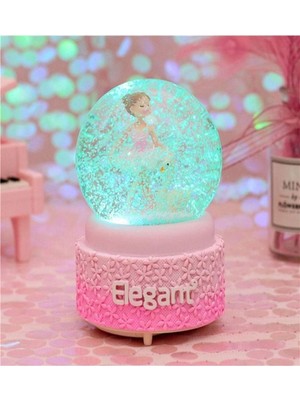 PremiumPort Işıklı ve Müzikli Balerin Kız Temalı Dekoratif Kar Küresi